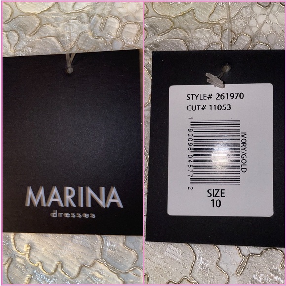 NWT Marina Lace Dress, Size 10, Ivory w/ slight gold lace - Picture 9 of 9